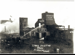 March 14, 1911 a devastating fire swept through the Stockyards, destroying Mule Alley and killing the livestock there.   