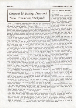 Page out of the local goings-on in the Stockyards in the summer of 1956. This is page 6 out of the Stockyards Chatter.   