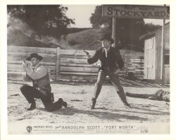 Scene from the movie, Fort Worth, starring Randolph Scott.   